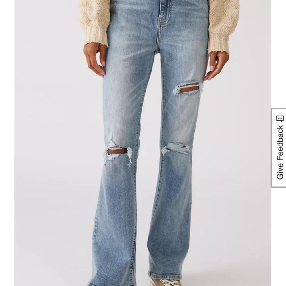 DAZE blue denim jeans with distressed details thashed
